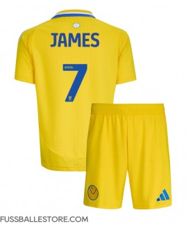 Günstige Leeds United Daniel James #7 Auswärts Trikotsatzt Kinder 2024-25 Kurzarm (+ Kurze Hosen)